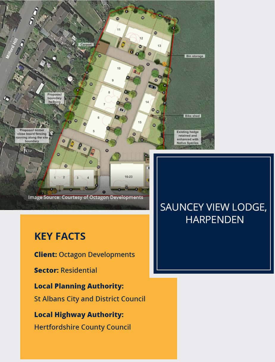 Project Key Facts - Sauncey View Lodge, Harpenden | Evoke Transport